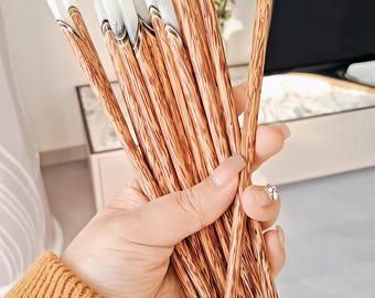 Bacchette di alta qualità in legno di cocco esotico con intarsio a conchiglia - Antiscivolo, bastoncini di legno per cenare, set completo di bacchette con custodia e poggia-bacchette