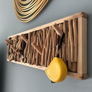 Rustic Wood Coat Rack Wall Hook, Modern Natural Wood Wall Hangers, Wall Mounted Solid Wood Home Entryway Organizer, Coat Rail, Coat Hooks