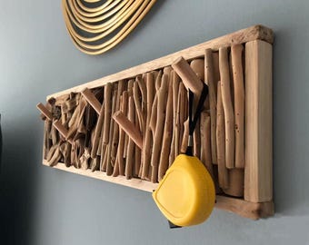 Rustic Wood Coat Rack Wall Hook, Modern Natural Wood Wall Hangers, Wall Mounted Solid Wood Home Entryway Organizer, Coat Rail, Coat Hooks