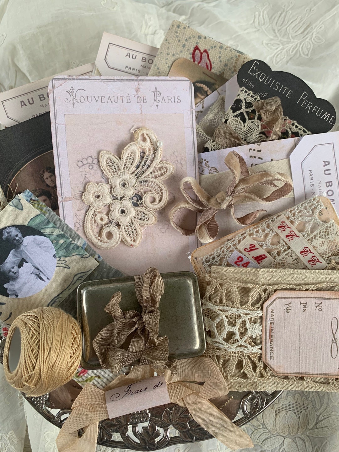 Vintage Sewing Decor French Fabric French Ephemera Etsy