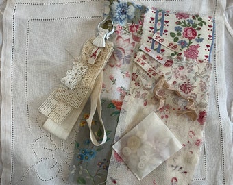 French fabrics and lace - slow stitching - embroidery - French lace - stitching