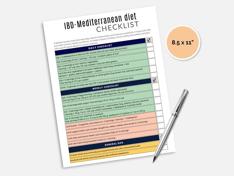 IBD Mediterranean Diet Checklist - Etsy