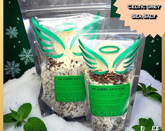 Bain musculaire pour soulager la douleur : sels d'Epsom et de la mer Celtique, huiles essentielles de menthe