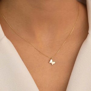 Collar de mariposa de oro vermeil de 18 quilates, cadena elegante, collar minimalista, dije de mariposa, recuerdo del día de San Valentín, día de la madre