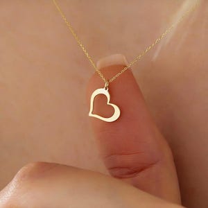 Colar de coração em ouro vermeil 18K para mulheres | Colar de coração | Colar de coração | Presente de Dia dos Namorados | Presente de Dia das Mães