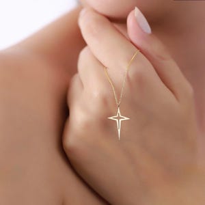 18K Gold Vermeil North Star Necklace,Minimalist Celestial Jewelry,Elegant Necklace,Star Gift for Women,Guide Star Talisman,Christmas Gift