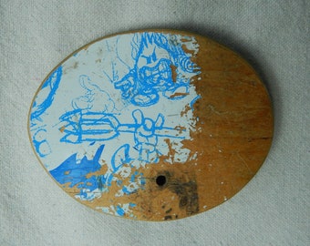 World Industries magnet with Flameboy/Scribbles made from Recycled Skateboard in Oval shape