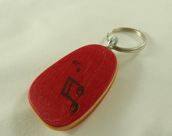 Musical Note Keychain made from a recycled skateboard deck