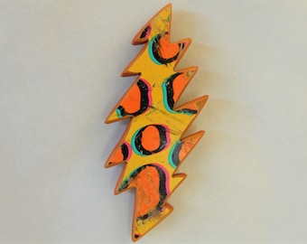 Magnet with Leopard Pattern/Thirteen Point Bolt made from Recycled Skateboard