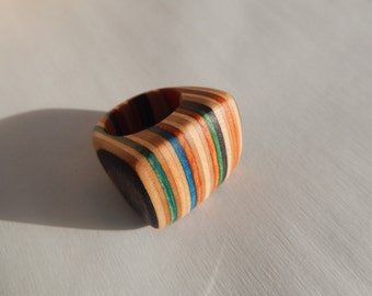 Square Ring made from Recycled Skateboard decks