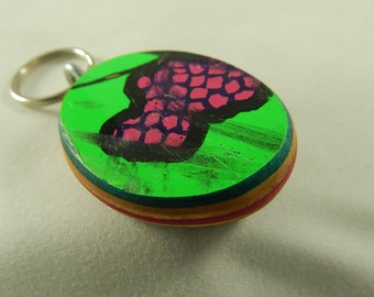 Keychain made from a recycled skateboard deck