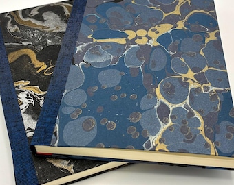 Handmade Marbled Paper Journal | Sewn Binding, acid-free 4x6" notebook opens flat