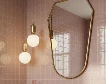 Modern Shield Mirror - Gold Vanity Wall Mirrors