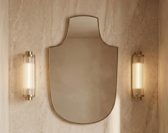 Organic Shield Silhouette - Handmade Gold Bathroom Vanity Wall Mirror