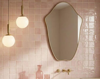 Shield Bathroom Mirror – Curved Brass Vanity Wall Mirror
