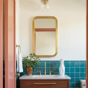 Handmade Rectangular Brass Mirror: Vanity & Wall Decor