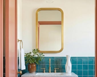 Handmade Rectangular Brass Mirror: Vanity & Wall Decor