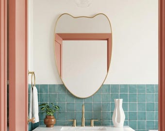 Curved Brass Mirror – Handmade Bathroom Vanity Mirrors