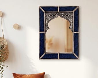 Blue Arched Vanity Mirror - Handmade Decorative Mirror