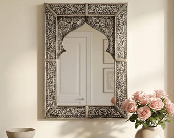 Arched Vanity Mirror - Handmade White Frame Decorative Mirror