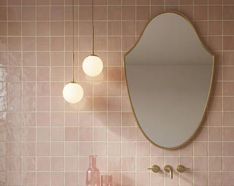 Antique Brass Shield Mirror: Handcrafted Vanity Mirror, Living Room Mirrors