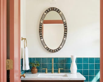 Oval Mirror - Handmade Bone & Brass Mirror Decor