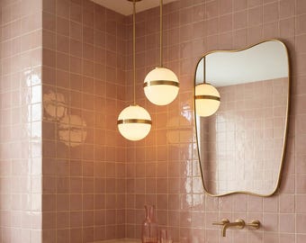 Gold Brass Curved Mirror –  Modern Bathroom Vanity Mirror