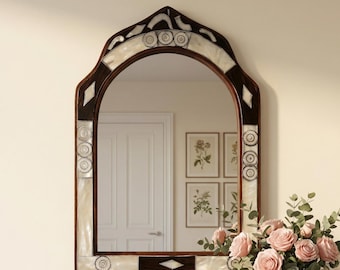 Arch Bone Mirror - Handmade Black and White Framed Decorative Mirror