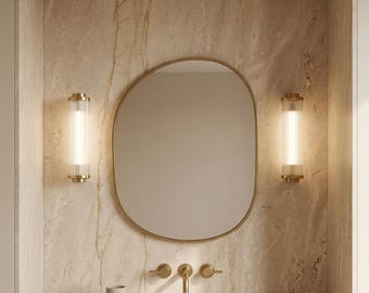 Handmade Asymmetrical Brass Mirror: Irregular Gold Wall Decor