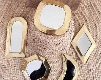 Handmade Brass Wall Mirror: Small Decorative Arch Mirror