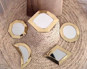 Set 5 of Handmade Small Brass Decorative Mirrors - Wall Mirrors Decor
