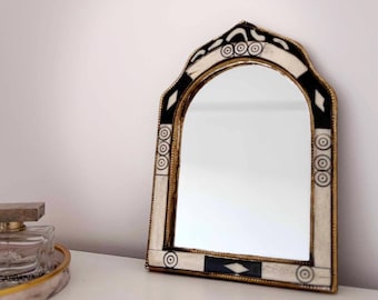 Arch Bone Mirror - Handmade Black and White Framed Decorative Mirror