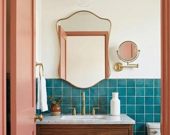 Curved Shield Mirror - Brass Wall & Vanity Mirror