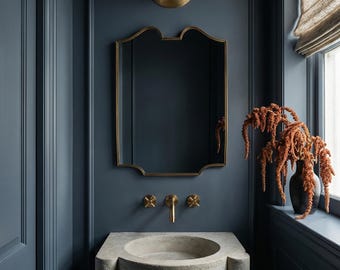 Chateau Brass Mirror – Elegant Vanity Bathroom Wall Mirror