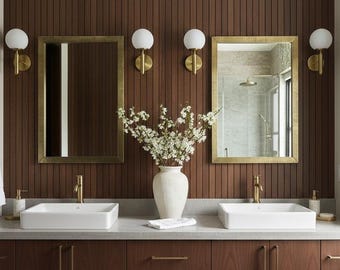 Handmade Hammered Brass Frame Mirror – Bathroom Vanity Wall Decor