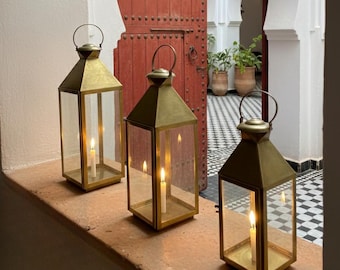 Antique Brass Lantern – Decorative Entryway , Moroccan Outdoor Lantern