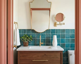 Suspended Shield Mirror –  Brass Ceiling Mounted Mirror