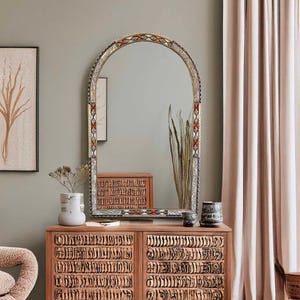 Arched Mirror - Handmade Bone inlay Mirror , Wall Decor Arch Mirror