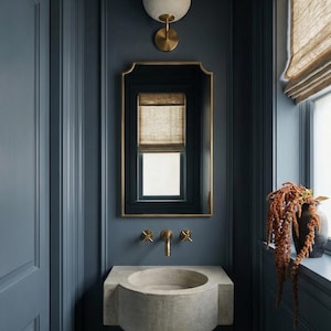 Chateau Rectangle Brass Mirror –  Bathroom Vanity Mirror
