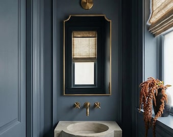 Chateau Rectangle Brass Mirror –  Bathroom Vanity Mirror