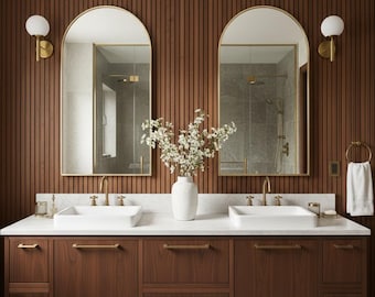 Handmade Arch Brass Mirror – Arched Custom Size Mirrors , Vanity Bathroom Wall Mirror