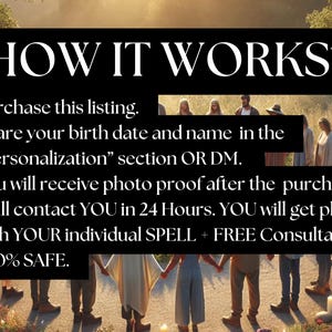 May include: Black rectangular graphic with white text that reads "HOW IT WORKS?" followed by bullet points explaining the process. The image includes a group of people holding hands.