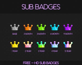 CROWN QUEEN KING [ Sub badges ] Designed for Twitch, Discord, Subs, Streamers