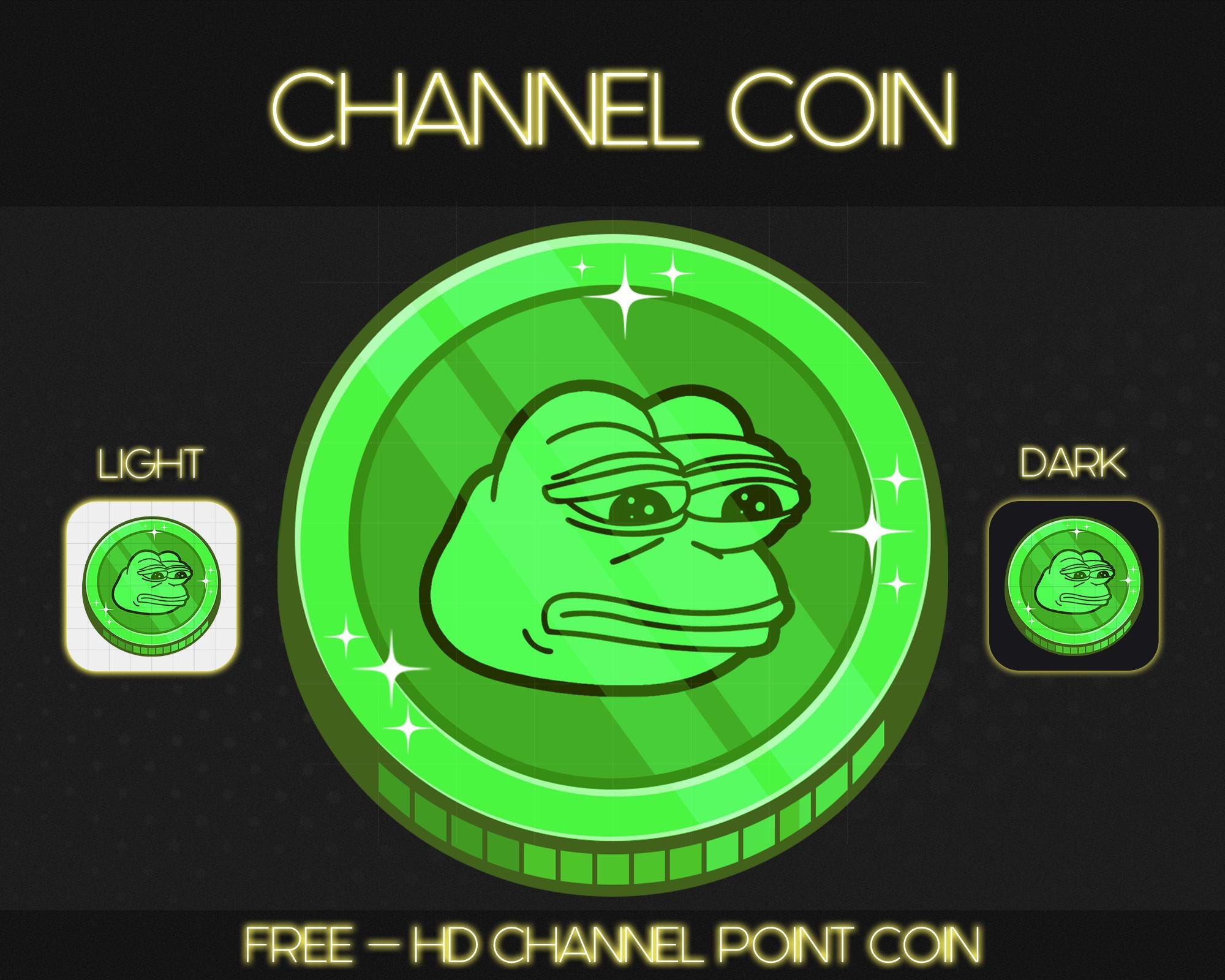 GREEN PEPE MEME [ Channel Coin ], Png Format, Asset for Content Creator and  Vtuber, Instant Download