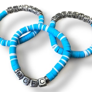 Manschetten Armband Manschettenknöpfe, Manschettenknöpfe MCFC Fan Armband | Haaland Armband | Graublaues Armband Fußball Fan Armband