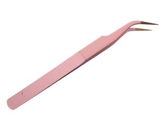 Pinzette mit gebogener Nase, Edelstahl, Pink
