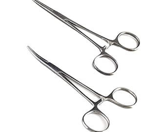 Par de pinzas hemostáticas de 5.5" (rectas y curvas) de alta resistencia, de acero inoxidable, para regalo del Día de la Madre.