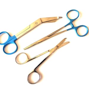 Veterinarian Gifts Animal Vet Tech Appreciation, Veterinary Grad, Dog Cat Groomer Set 3 Pc Bandage Scissors+Hemostat Forceps+Stitch Scissors