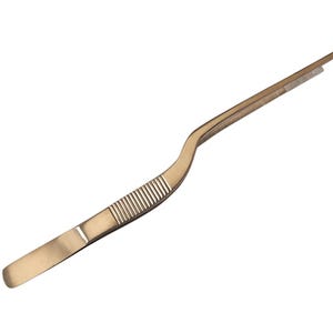 Offset Plating Tweezers Culinary Tongs Offset Handle Pinzas to Place Herbs Food Plating Bartending Stainless Steel Precision Serrated Pincer