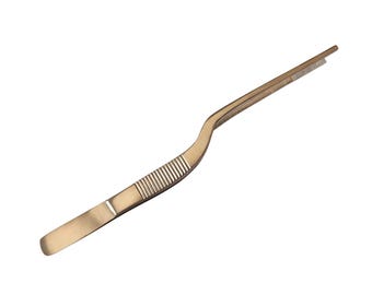 Offset Plating Tweezers Culinary Tongs Offset Handle Pinzas to Place Herbs Food Plating Bartending Stainless Steel Precision Serrated Pincer